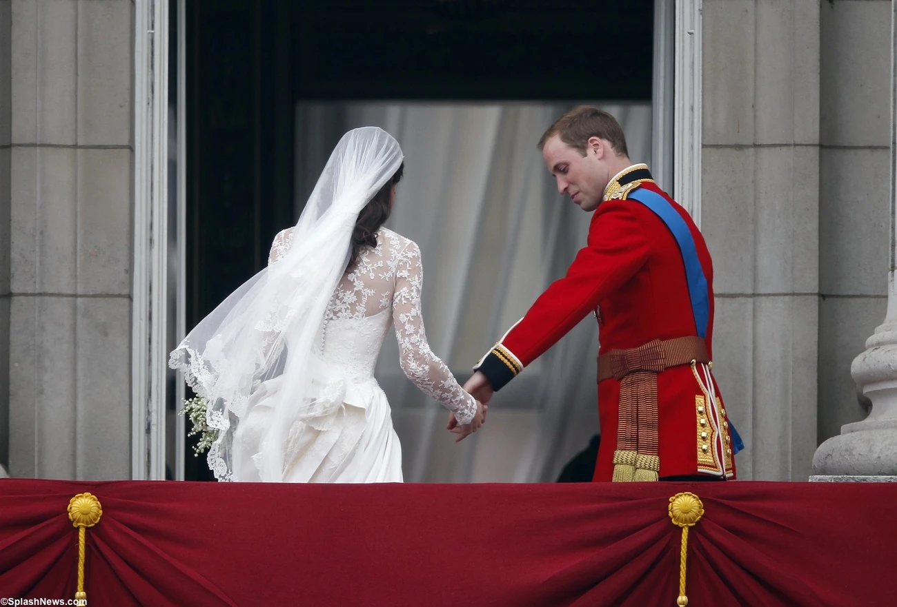 Prince William and Catherine Middleton together on the Buckingham Palace balcony after their 2011 wedding