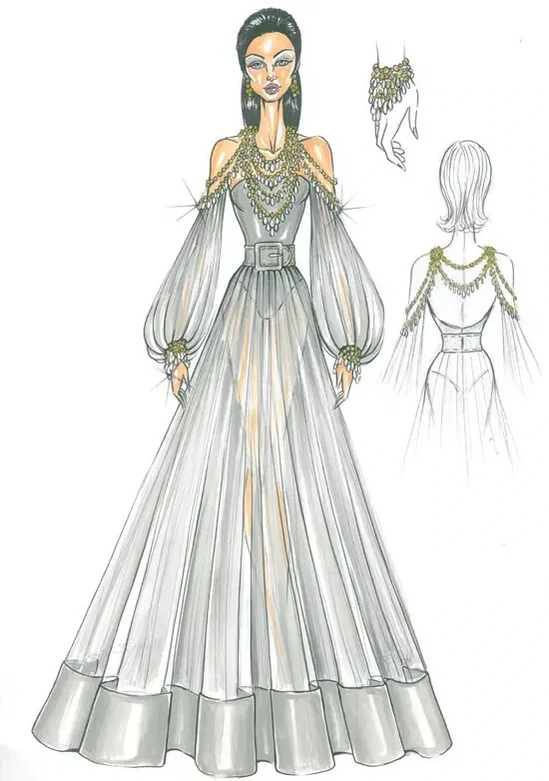 Danasha luxury gown displayed on a runway model