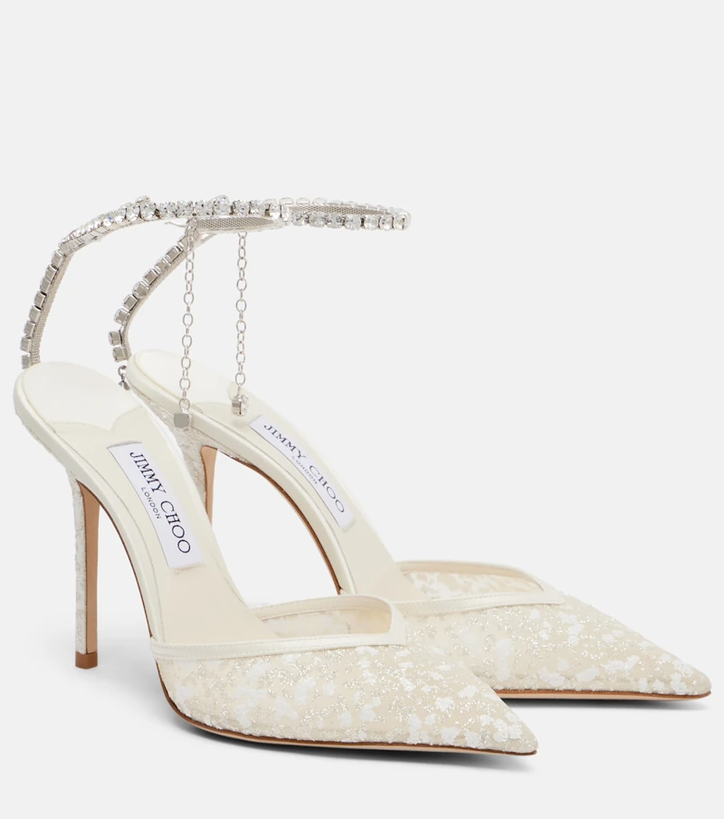 Jimmy Choo Saeda crystal mesh pumps