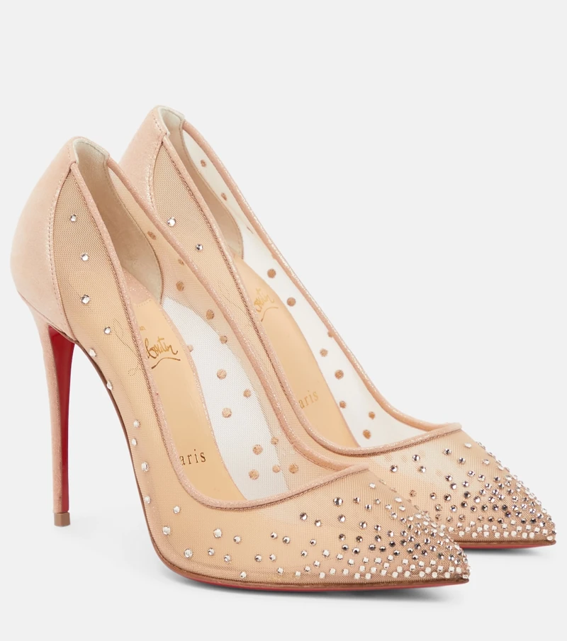 Christian Louboutin crystal mesh pumps