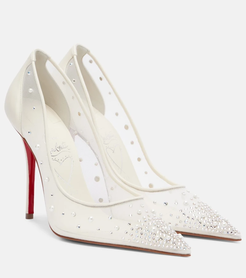 Christian Louboutin white dégradé-crystal pumps