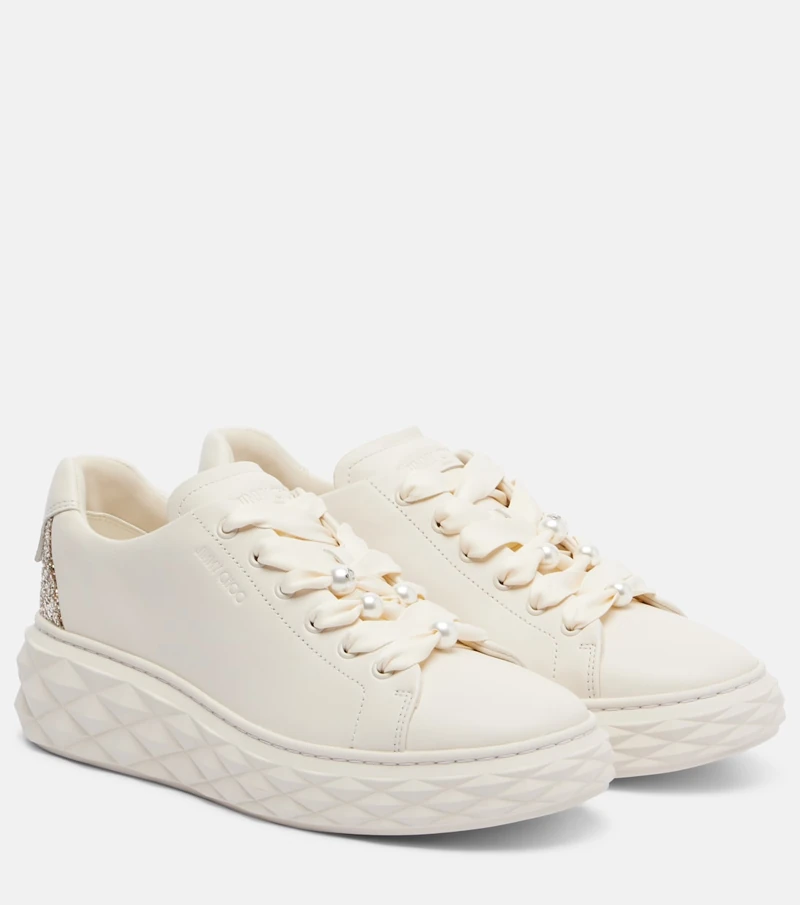 Jimmy Choo Diamond Light Maxi white crystal bridal sneakers