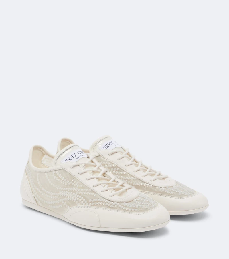 Jimmy Choo embellished Sunny white suede bridal sneakers